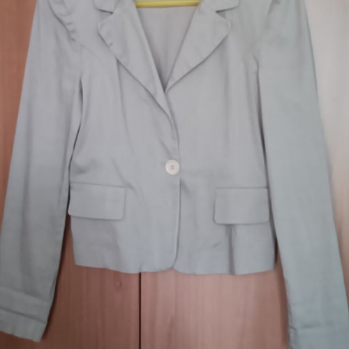 Paranoia jacket and crop shirt set, white and grey