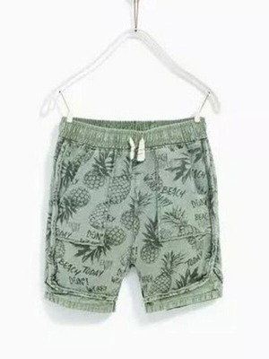 Zara Kids Bermuda shorts green with pineapple print new