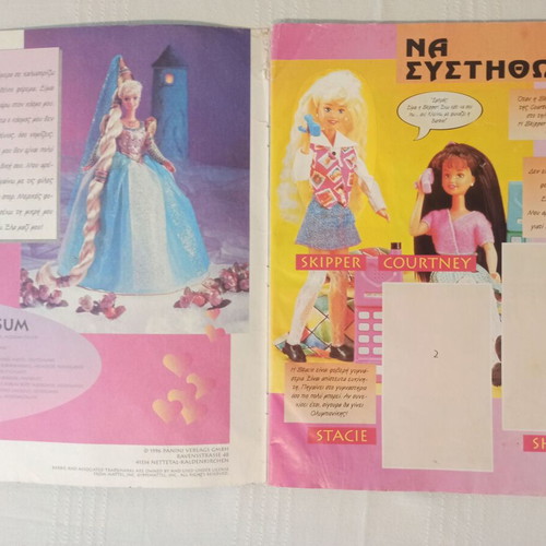Panini Barbie 1996 sticker album used, nearly empty with 6 stickers