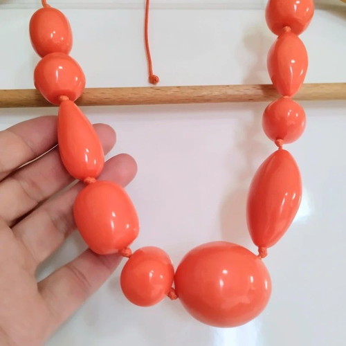 Zara pop colorblock statement necklace orange adjustable length