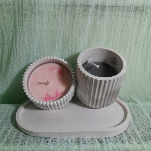 Soy wax candles in handmade plaster holders new