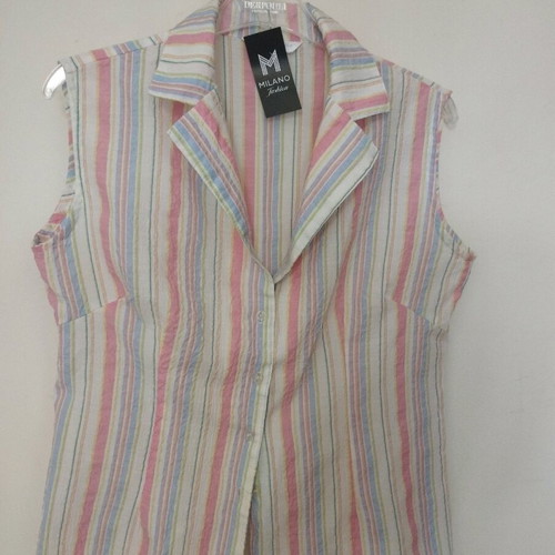 Striped sleeveless shirt new, multicolor, size S