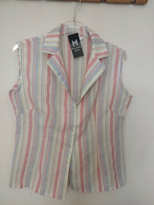 Striped sleeveless shirt new, multicolor, size S