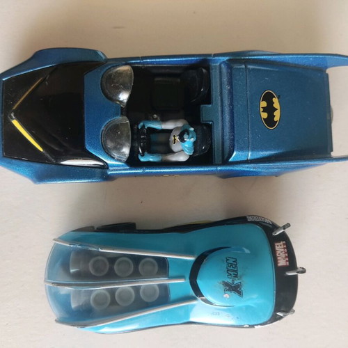 Matchbox toy cars used, Batmobile and Marvel Heroes XMen
