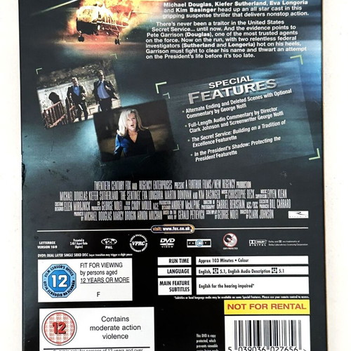 The Sentinel DVD used, English subtitles, crime thriller