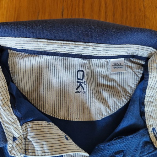 Okaidi polo shirt used for boys age 7-8, size 122-128 cm, blue-white