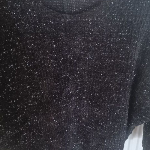 Women’s chenille blouse like new, black with silver thread and 3/4 sleeve