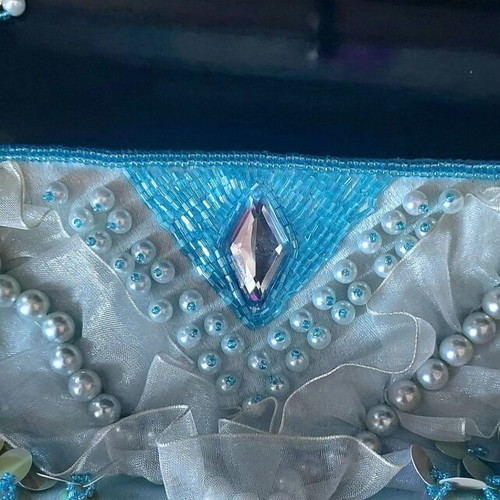 Evening shoulder bag satin blue turquoise like new
