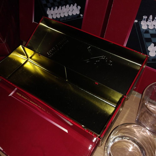 Johnnie Walker collectible set new with chess, whiskey glasses, and metal box