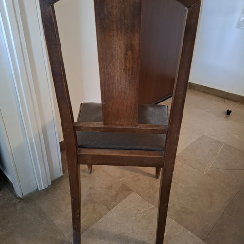 Wooden chairs with leather seats used, set of two