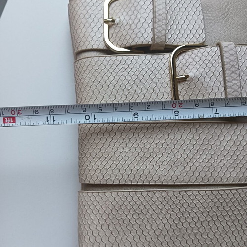 Beige shoulder or crossbody bag with two straps