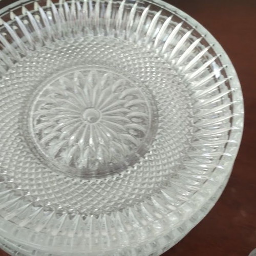 Vintage glass serving set, 22 pieces with embossed designs