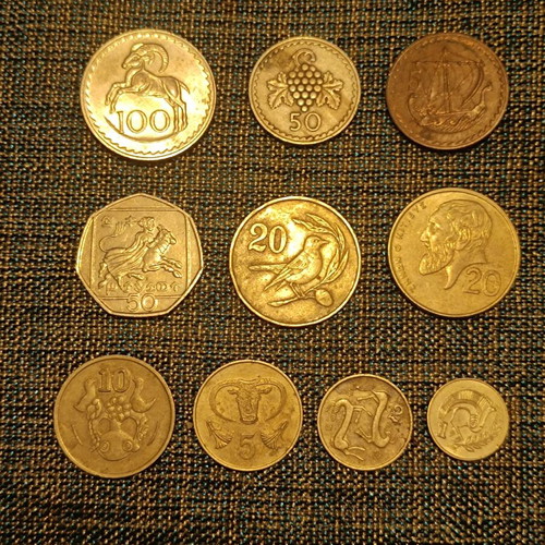 Cyprus coin collection used, 10 different coins