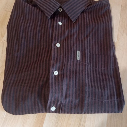 Armani Jeans men's shirt used, striped brown and black, size XL