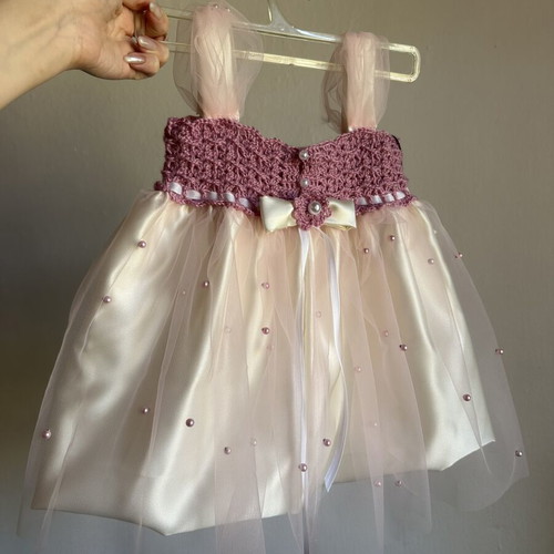Vanilla Magnolia Boutique Baby Dress with Accessories, Handmade, New, 12-18 Months