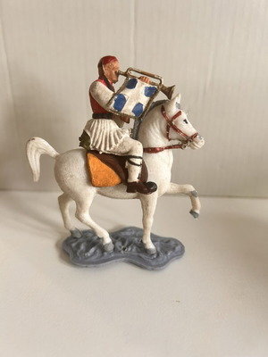 Athens Evzone Cavalry Trumpeter Figurine, 1980s red fermanella