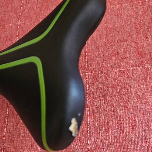 Bicycle saddle used, green and black color