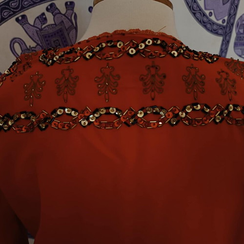 Vintage Caftan embroidered, new, red, size L