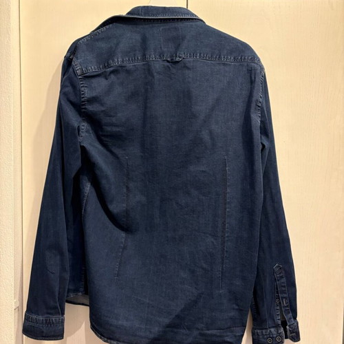 Manetti men's denim shirt size L like new, slim fit, dark blue