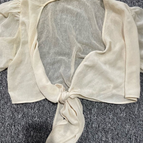 Shein transparent cream top with tie one size like new