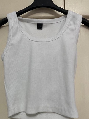 Μπλουζάκι tank top άσπρο μεταχειρισμένο, μέγεθος XXS