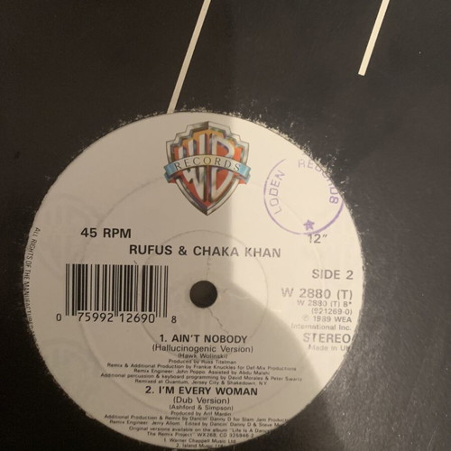 Rufus & Chaka Khan Ain't Nobody Remix Version 12" Maxi-Single used