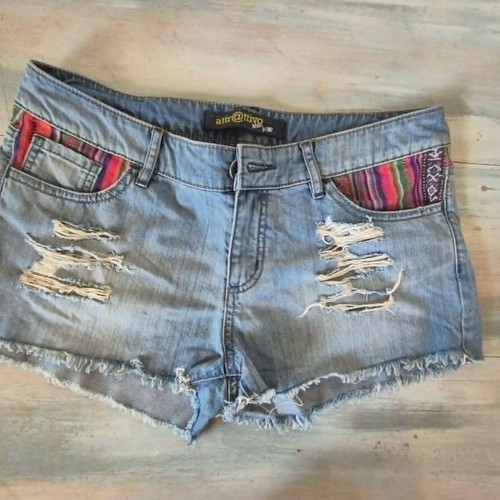 Attrattivo denim shorts used, size L, blue with colorful details