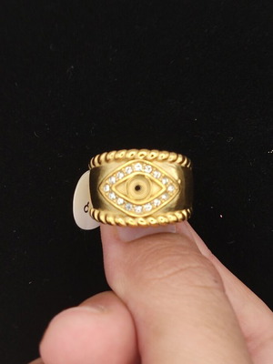 Δαχτυλίδι Evil Eye από 100% Stainless Steel καινούργιο, χρυσαφί νούμερο 8