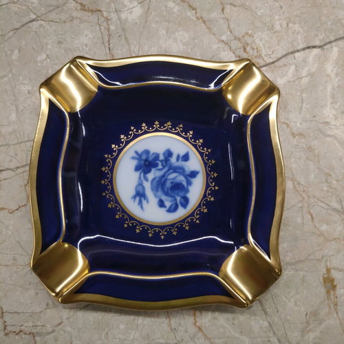 Royal Porzellan Bavaria KPM Vintage Ashtray like new with cobalt and gold