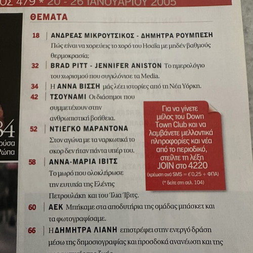 Down Town magazine Anna Vissi 2005