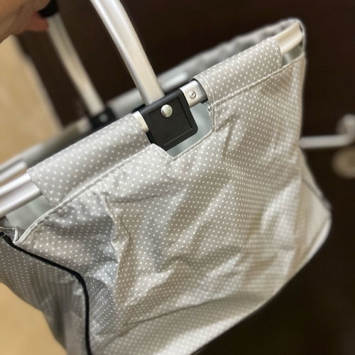 German shopping basket gray with white dots, new