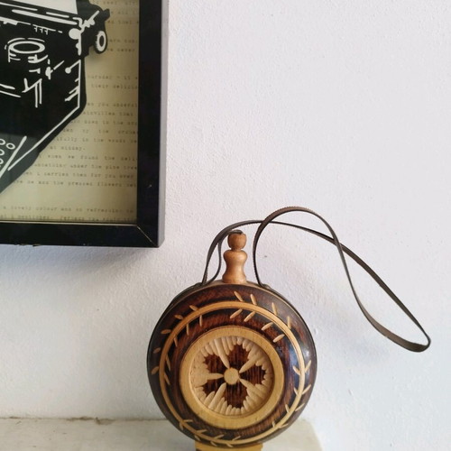 Wooden handmade canteen with woodcarving designs like new