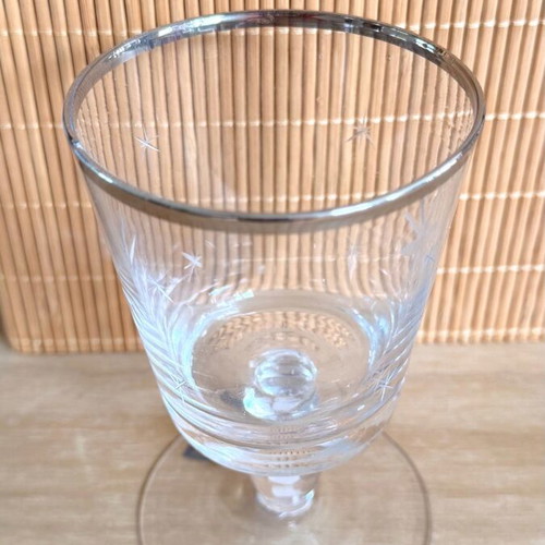 Crystal tea light holder SIA new with silver rim and engraved stars