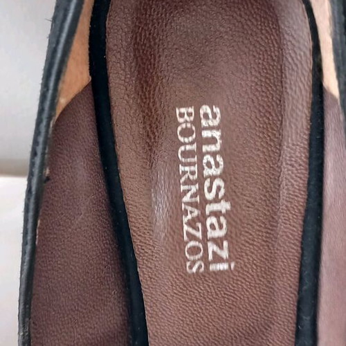 Anastazi Bournazos peep toe pumps black suede leather 10cm size 36 like new