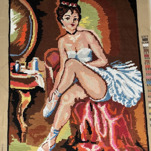Handmade textile painting like new, dimensions 0.70x0.49 m