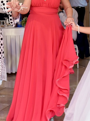 Angel Eye evening dress, fuchsia red with halter neck