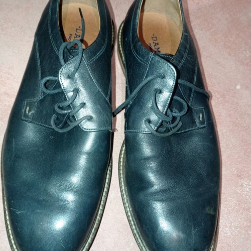 Damiani leather men's shoes used, blue, size 41, derby style