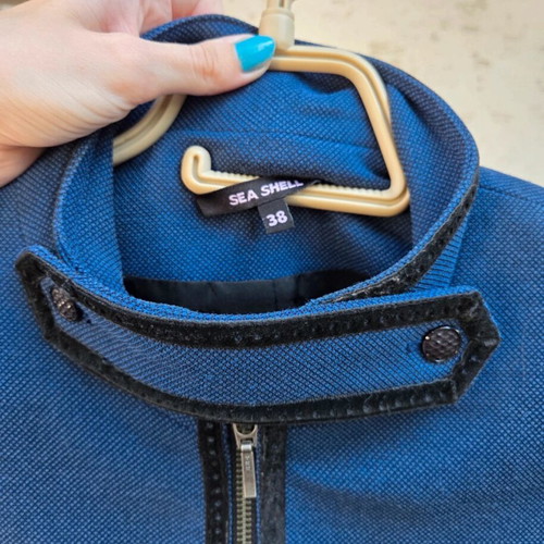 Sea Shell blazer used blue with black suede details, size 38