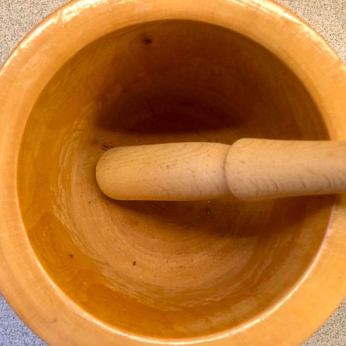 Wooden Mortar and Pestle new with lacquer finish