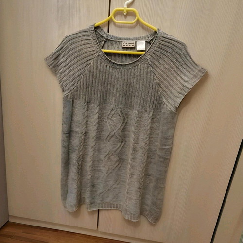 Knitted blouse/dress like new, gray, short sleeves size M