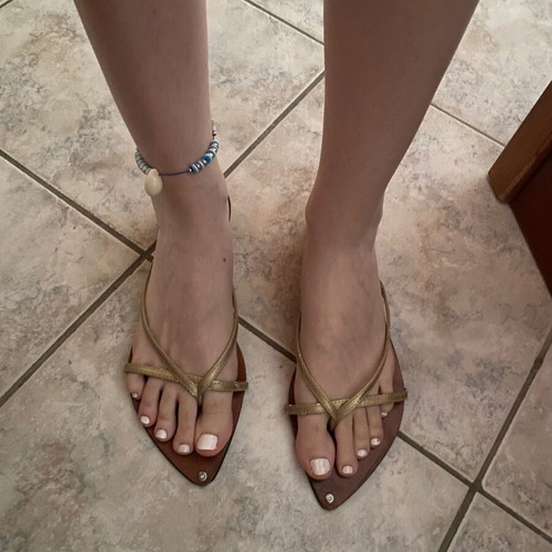 Seven vintage gold beige mules used, size 39