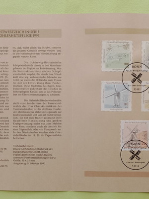 German stamps 1997 with Bonn first day cover, 5 mint blocks