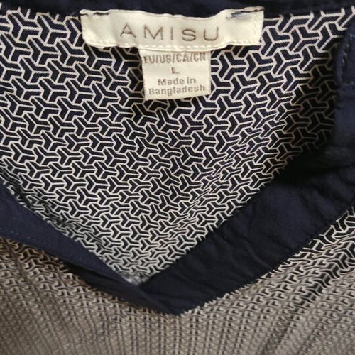 Amisu blouse L white and blue like new