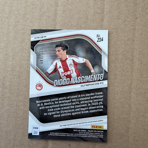 2025-26 Panini FIFA Prizm Rookie Diogo Nascimento card like new Olympiacos