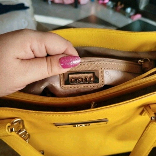 DKNY shoulder bag used, yellow leather