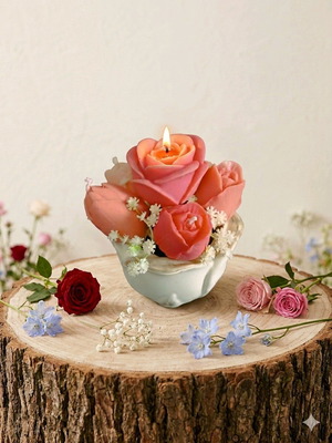 Porcelain flower handmade new with aromatic wax floral decorations