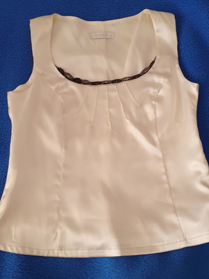 Vener satin lined evening blouse like new, beige, size L