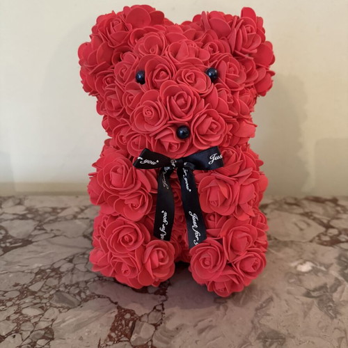 Rose Teddy Bear like new, handmade with foam roses