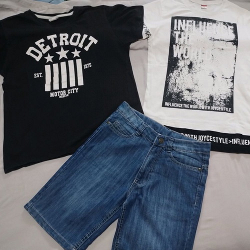 Set of 2 used T shirts and nearly unused denim shorts size 10