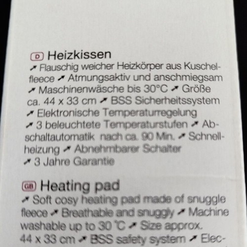 Beurer Cosy HK Comfort electric heating pad new